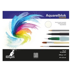 (K-5302)Kangaro Watercolour block off-white 24X32 cm 16 sheets 300 grs