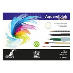 (K-5301)Kangaro Watercolour block off-white 17X24 cm 16 sheets 300 grs
