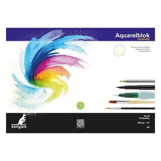 (K-5303)Kangaro Watercolour block off-white A3 16 sheets 300 grs
