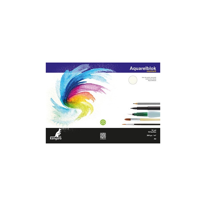 (K-5303)Kangaro Watercolour block off-white A3 16 sheets 300 grs