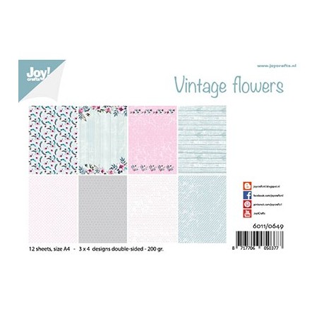 (6011/0649)Paper set A4 Design Vintage Flowers