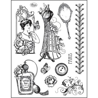 (4003 082 00)Clear stamps set vintage Paris