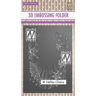 (EF3D020)Nellie's Choice Embossing folder Flower frame