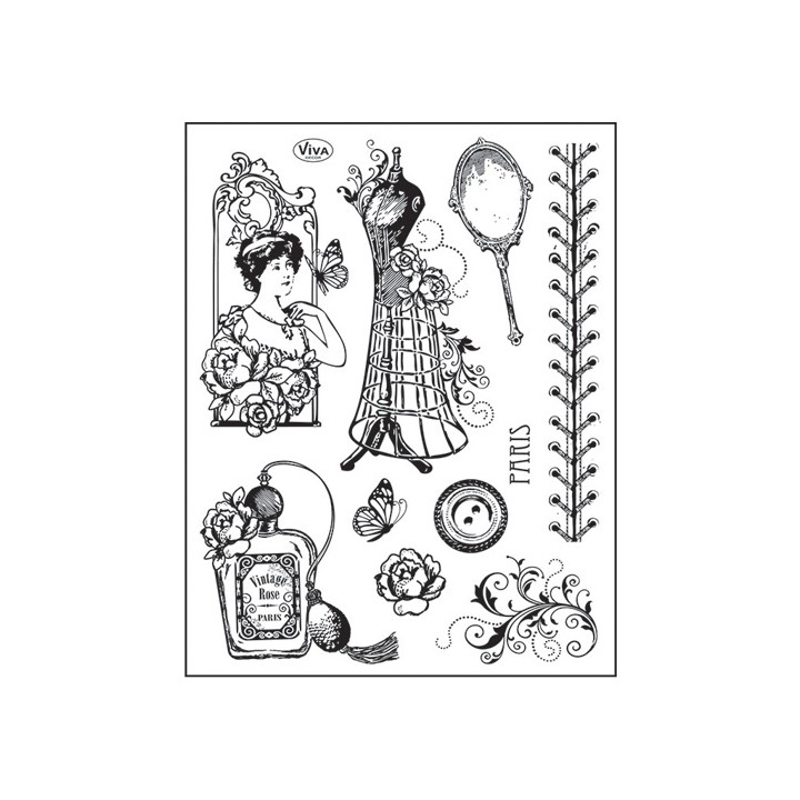 (4003 082 00)Clear stamps set vintage Paris