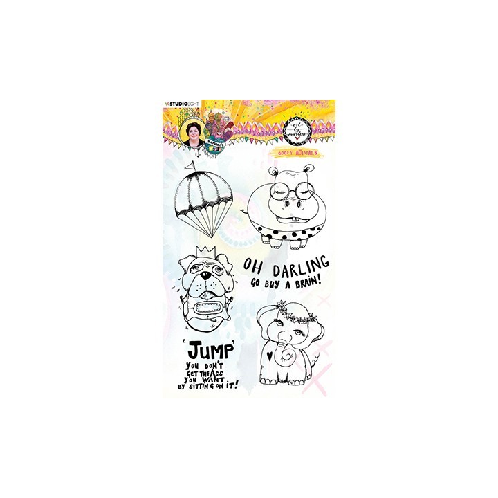 (STAMPBM63)Studio light Clear Stamp, Goofy animals Marlene's World nr.63