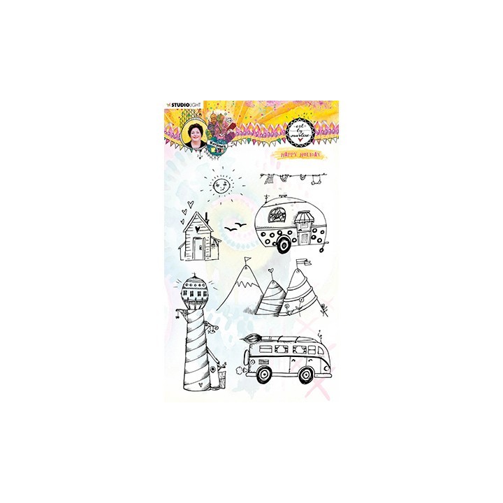 (STAMPBM65)Studio light Clear Stamp, Happy holiday Marlene's World nr.65