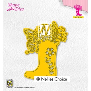 (SD198)Nellie's shape dies Boot with flowers
