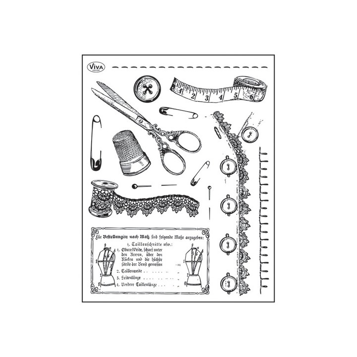 (4003 083 00)Clear stamps set vintage sewing