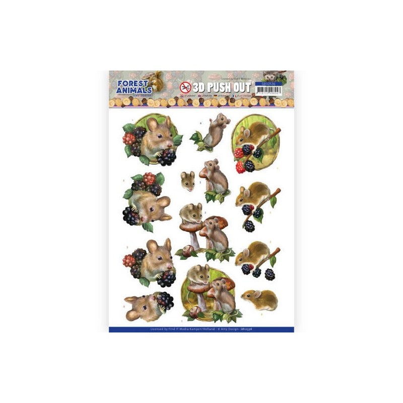 (SB10536)3D Push Out - Amy Design - Forest Animals - Mouse