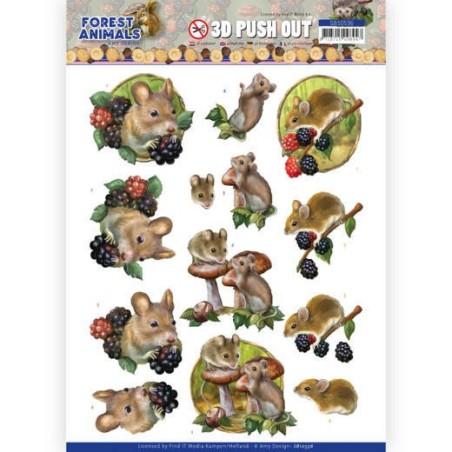 (SB10536)3D Push Out - Amy Design - Forest Animals - Mouse