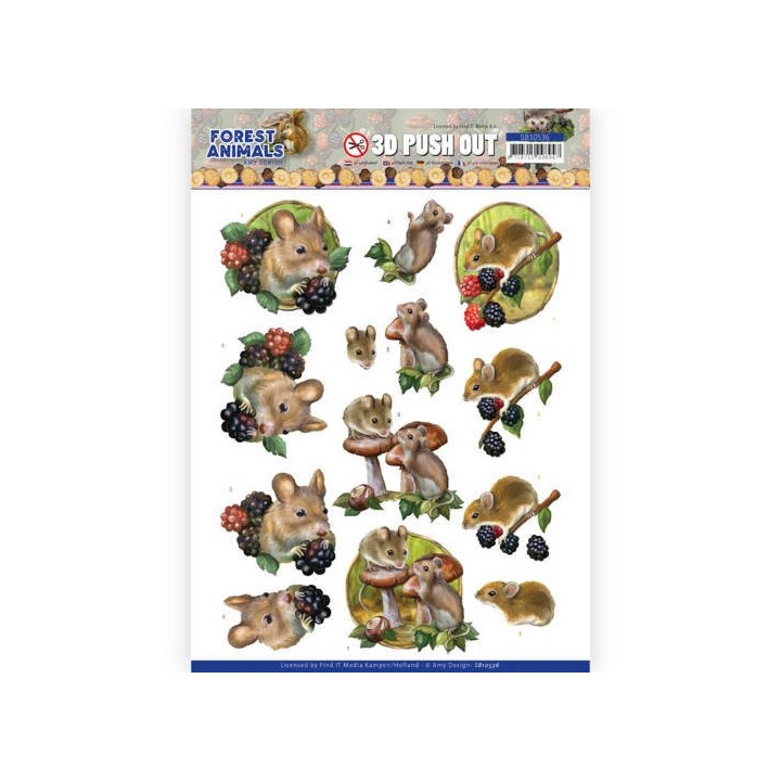 (SB10536)3D Push Out - Amy Design - Forest Animals - Mouse