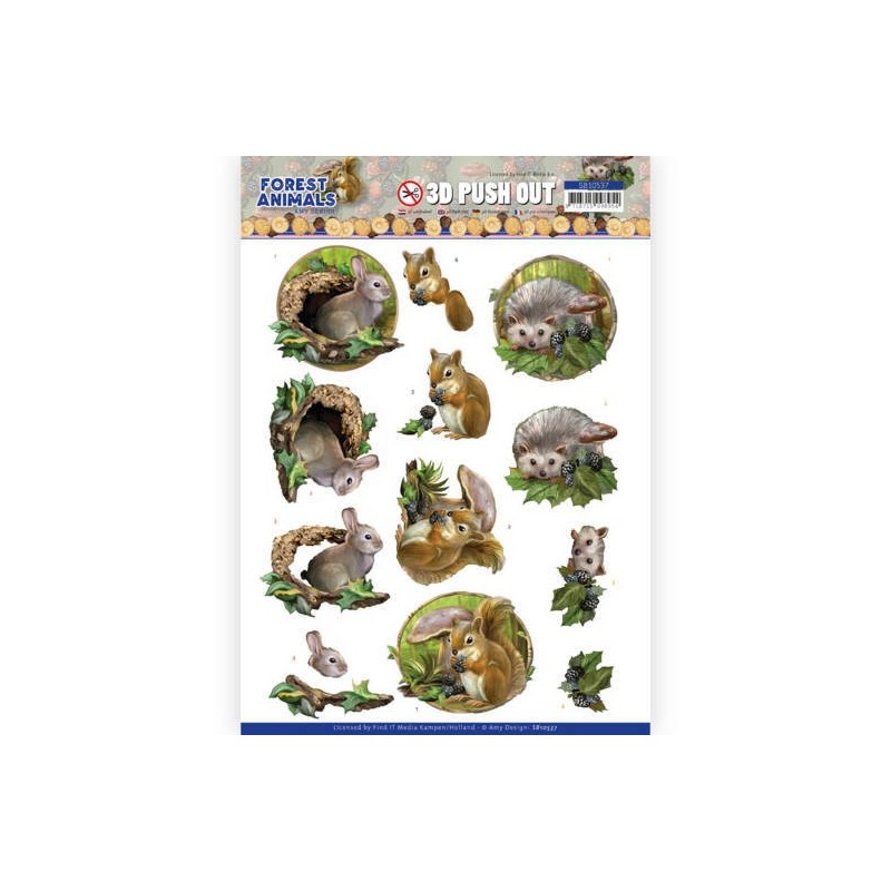 (SB10537)3D Push Out - Amy Design - Forest Animals - Rabbit