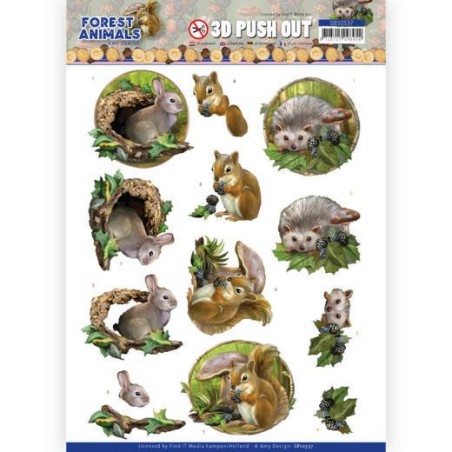 (SB10537)3D Push Out - Amy Design - Forest Animals - Rabbit