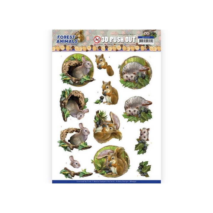 (SB10537)3D Push Out - Amy Design - Forest Animals - Rabbit