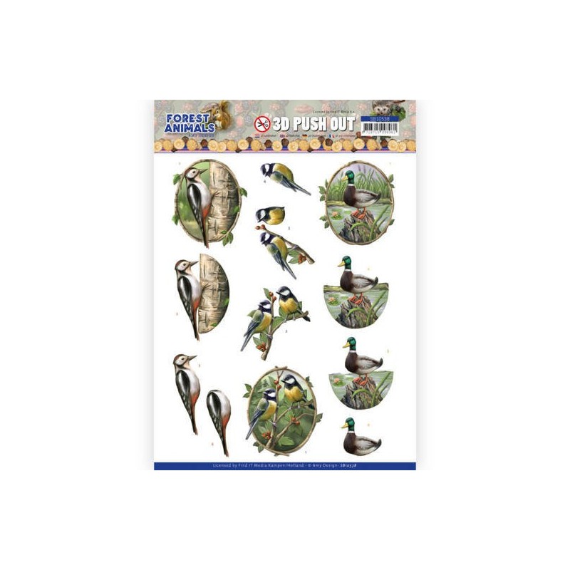 (SB10538)3D Push Out - Amy Design - Forest Animals - Woodpecker