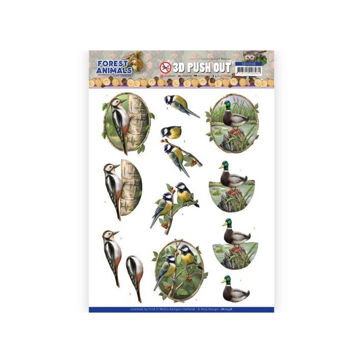 (SB10538)3D Push Out - Amy Design - Forest Animals - Woodpecker