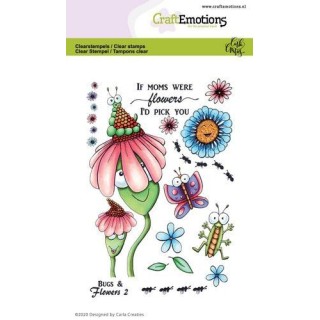 (1696)CraftEmotions clearstamps A6 - Bugs & flowers 2 Carla Creaties