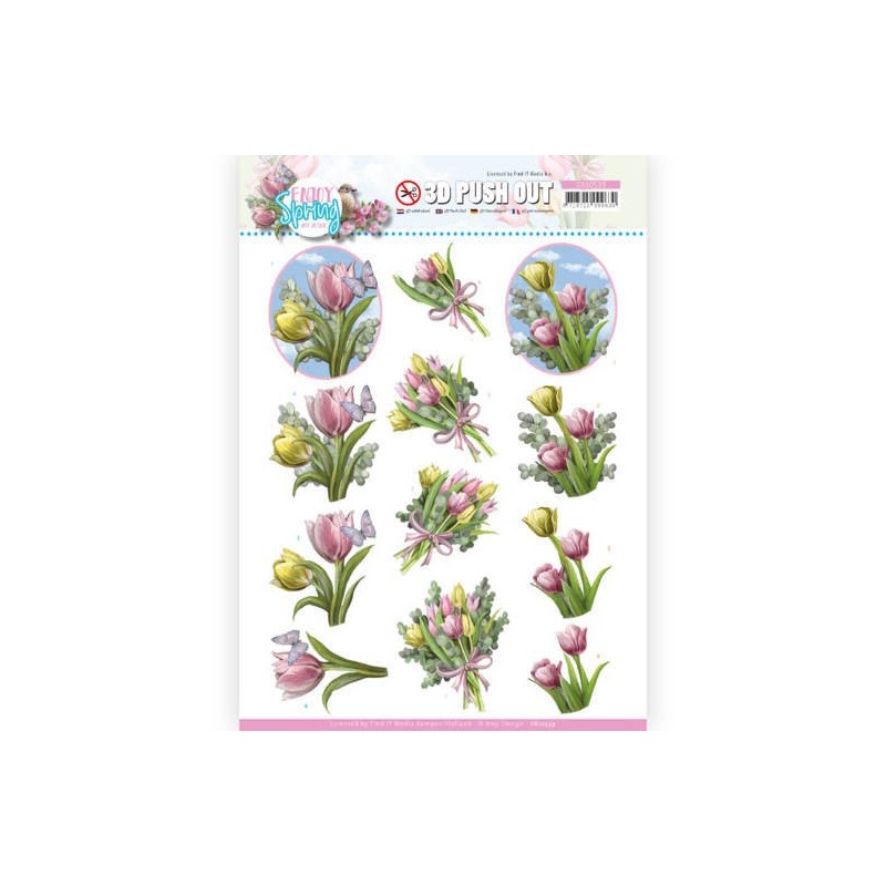 (SB10539)3D Push Out - Amy Design - Enjoy Spring - Bouquets of Tulips