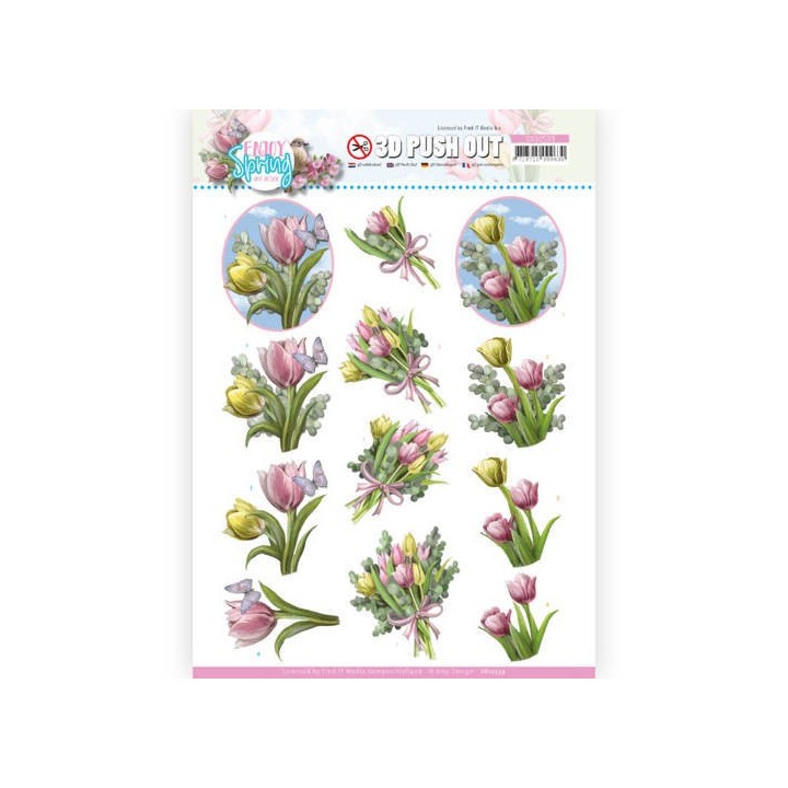 (SB10539)3D Push Out - Amy Design - Enjoy Spring - Bouquets of Tulips
