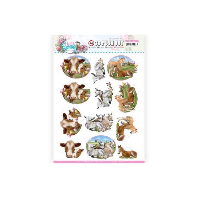 (SB10542)3D Push Out - Amy Design - Enjoy Spring - Farm Animals