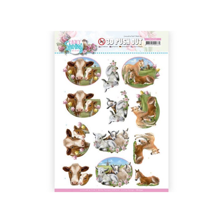 (SB10542)3D Push Out - Amy Design - Enjoy Spring - Farm Animals