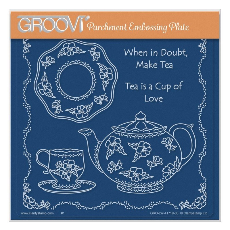 (GRO-LW-41719-03)Groovi Plate A5 LINDA WILLIAMS' WHEN IN DOUBT MAKE TEA