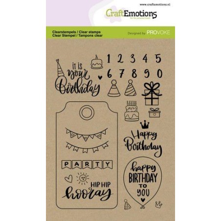 (2504)CraftEmotions clearstamps A6 - Birthday (Eng)