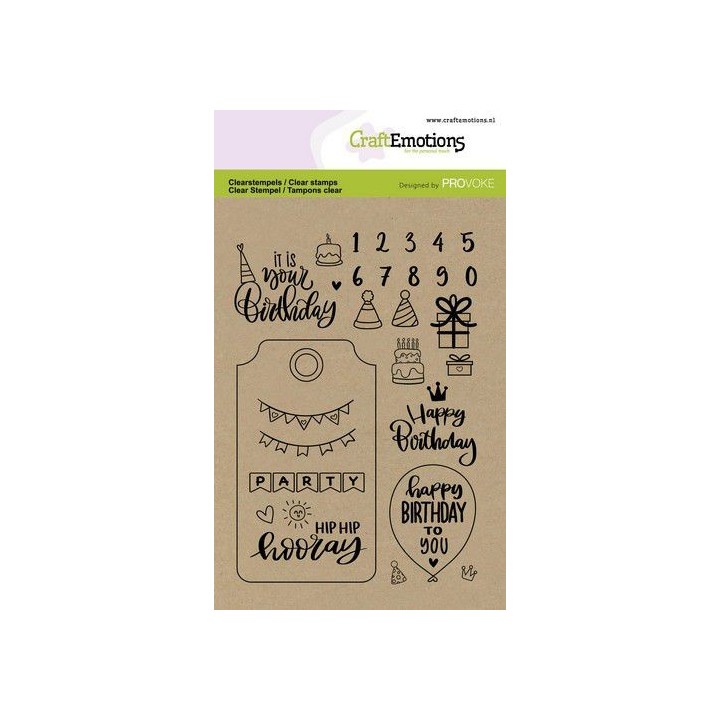 (2504)CraftEmotions clearstamps A6 - Birthday (Eng)