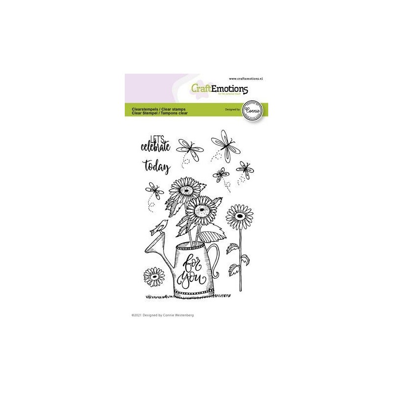 (2704)CraftEmotions clearstamps A6 - watering can - For you Connie Westenberg