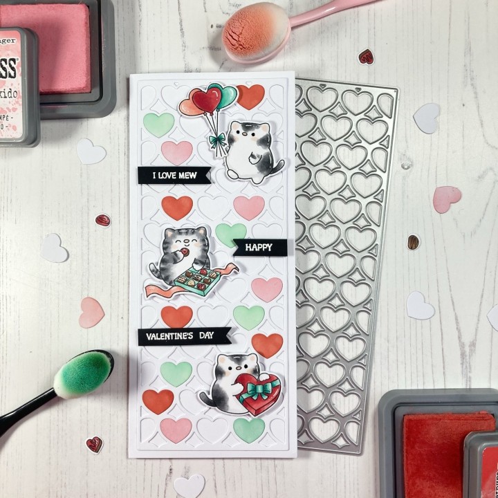 (T4T/591/Lot/Sta)Time For Tea Lots a Love Slimline Cover Metal Dies