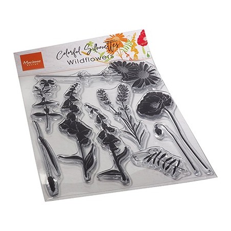(CS1084)Clear stamp Colorful Silhouette - Wild Flowers