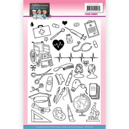 (YCCS10065)Clear Stamps - Yvonne Creations - Bubbly Girls - Professions