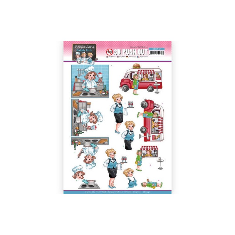 (SB10547)3D Push Out - Yvonne Creations - Bubbly Girls Proffesions - Catering