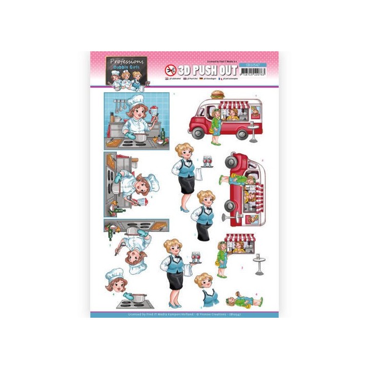(SB10547)3D Push Out - Yvonne Creations - Bubbly Girls Proffesions - Catering