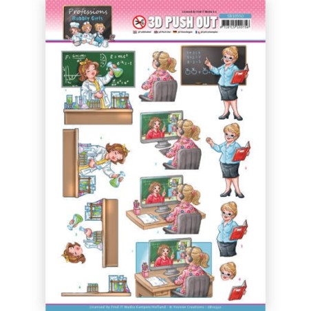 (SB10550)3D Push Out - Yvonne Creations - Bubbly Girls Proffesions - Teacher