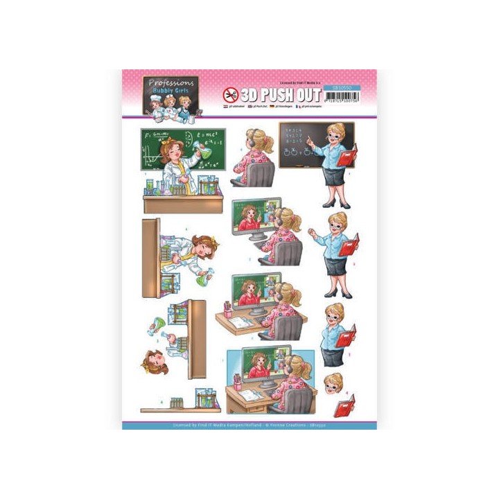 (SB10550)3D Push Out - Yvonne Creations - Bubbly Girls Proffesions - Teacher