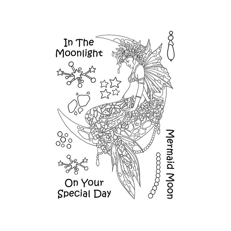 (LCMC002)The Card Hut Mythical Creatures: Mermaid Moon Clear Stamps