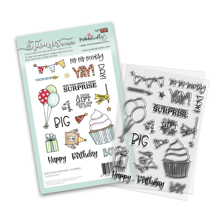 (PD8135)Polkadoodles Big Birthday Surprise Clear Stamps