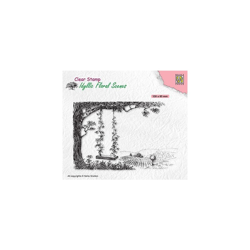 (IFS035)Nellie`s Choice Clearstamp - Idyllic Floral Tree with swing