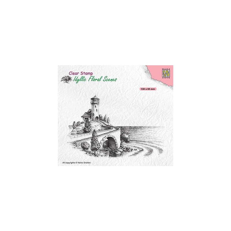 (IFS037)Nellie`s Choice Clearstamp - Idyllic Floral Sea with lighthouse
