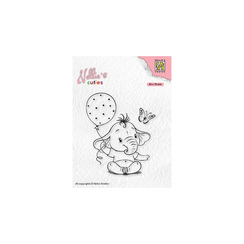 (NCCS007)Nellie`s Choice Clearstamp - Baby elephant with balloon
