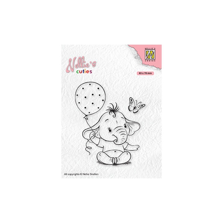(NCCS007)Nellie`s Choice Clearstamp - Baby elephant with balloon