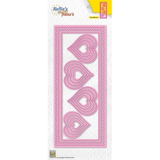 (MFD142)Nellie's Multi frame Block Slimline Die Hearts