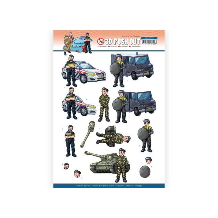(SB10552)3D Push Out - Yvonne Creations - Big Guys Professions - Police