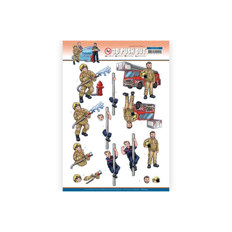 (SB10553)3D Push Out - Yvonne Creations - Big Guys Professions - Fire department