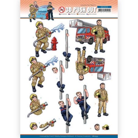 (SB10553)3D Push Out - Yvonne Creations - Big Guys Professions - Fire department