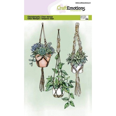 (1348)CraftEmotions clearstamps A6 - Macrame plant pendants