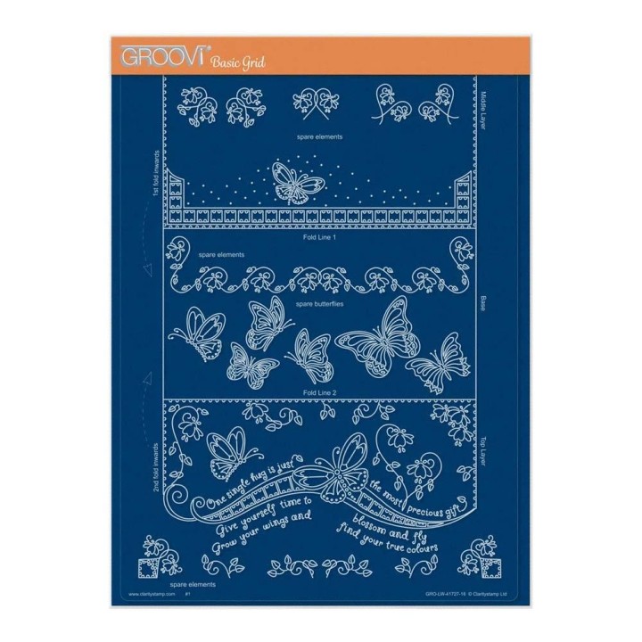 (GRO-LW-41727-16)Groovi plate A4 - LINDA'S IT'S A WRAP! PART 3 - BUTTERFLY TRIFOLD