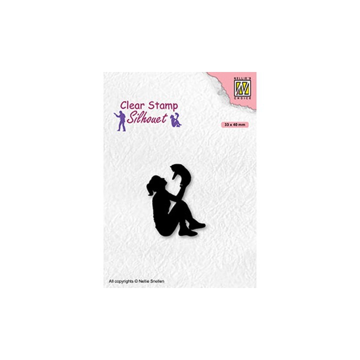 (SIL090)Nellie`s Choice Clearstamp - Teenagers serie, Teengirl with cat
