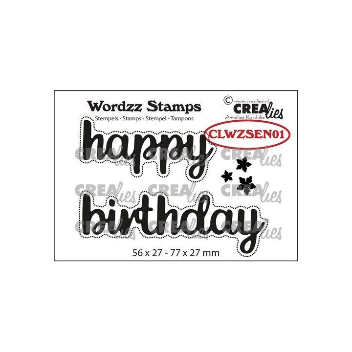 (CLWZSEN01)Crealies Clearstamp Wordzz Happy Birthday 77x27mm